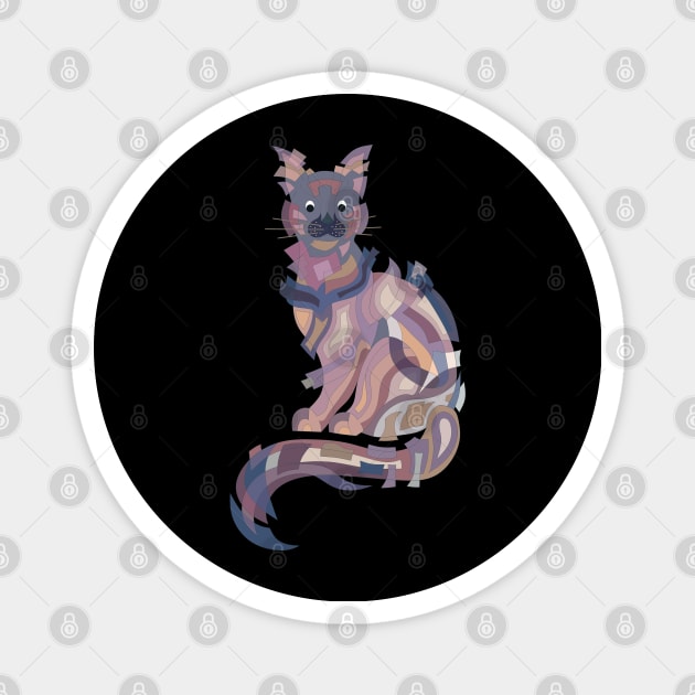 CAT STYLIZED ART PURPLE Magnet by STYLIZED ART